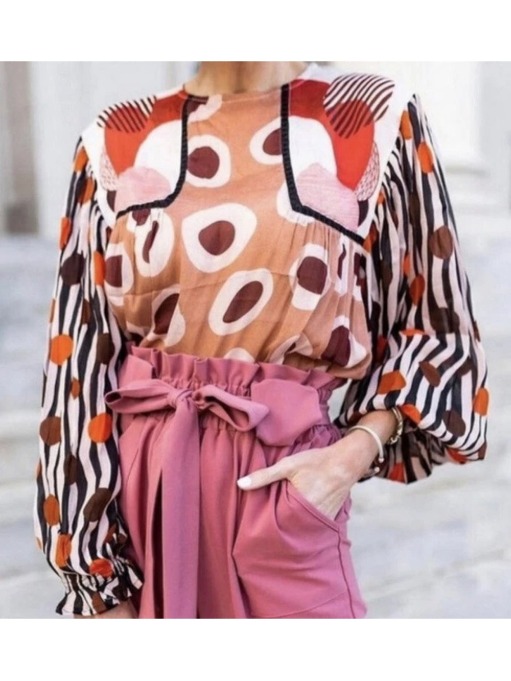 Blank London colorful Miranda polka dot stripe blouse